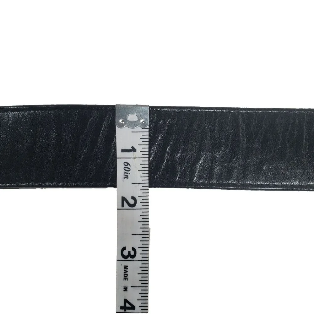 Justin Men’s Black Leather Belt Size 44 Made In USA Full Grain Classic 1.5